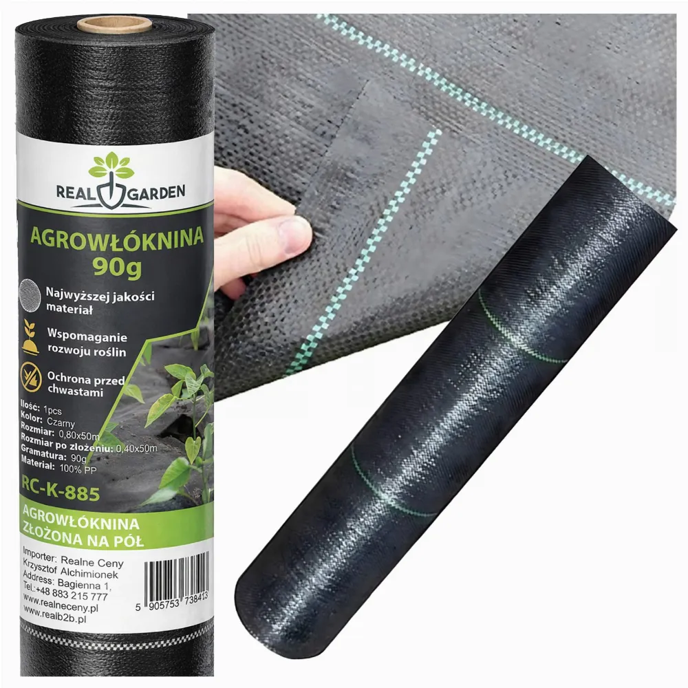 Agrowłóknina Agrotkanina Mata Antychwastowa 90g 0,8x50m Czarna UV 