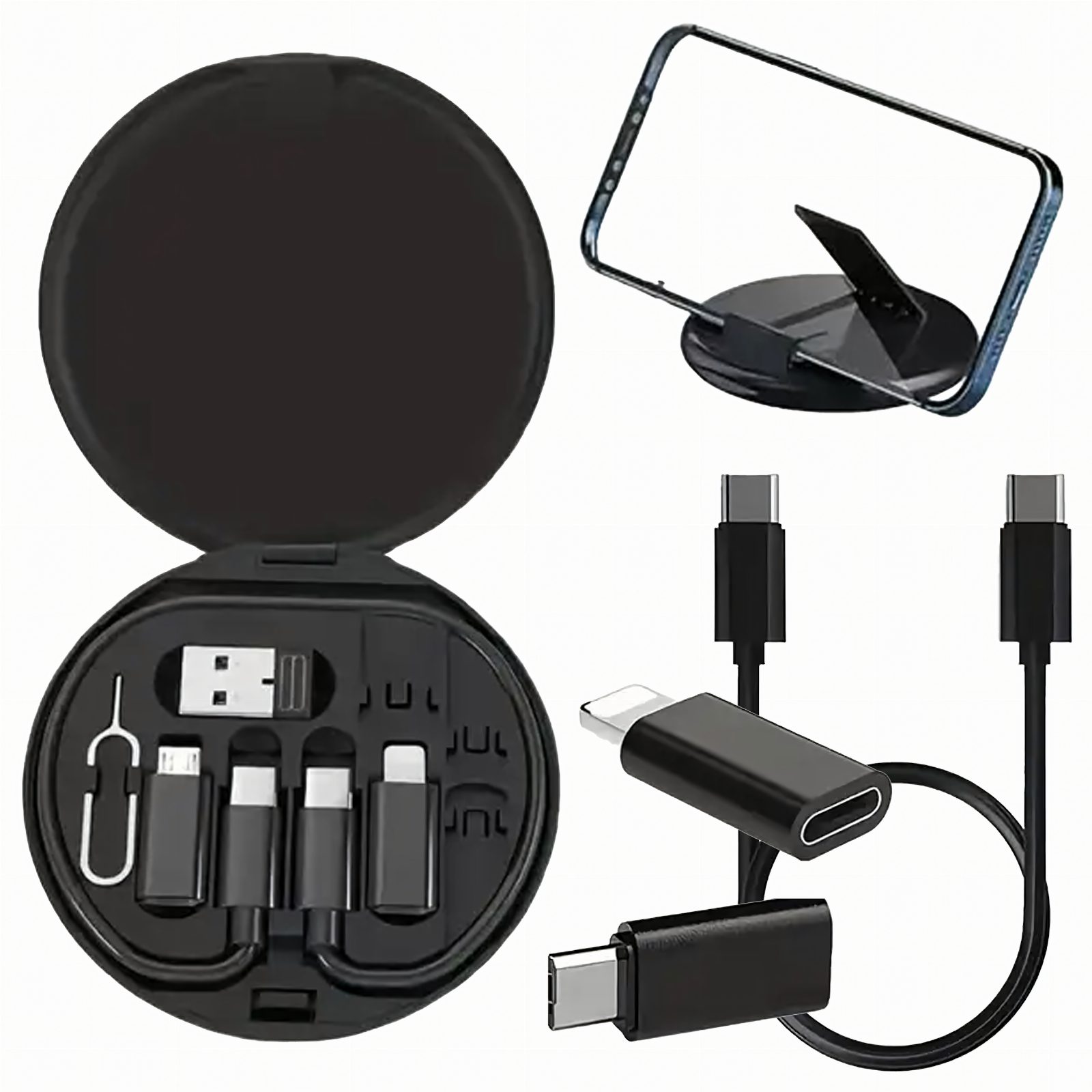 Organizer 5w1 Podróżny do Telefonu Przejściówki USB-C Lighting Micro USB-A 