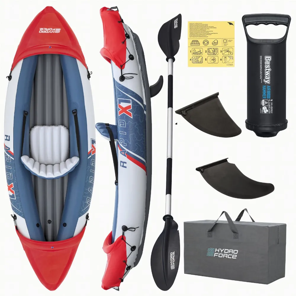 Bestway 65176 Kajak Dmuchany 1 Osobowy Rapid X1 Zestaw Pompka Wiosło Torba