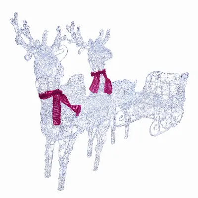 Renifery Led z SaniamiI 3D Dekoracja Świąteczna Świecący Zaprzęg na Zewnątrz