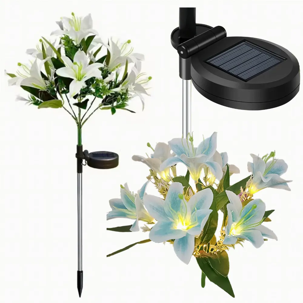 Lampa Solarna Ogrodowa Wbijna Kwiat Lilii Lilia Ozdoba Kwiaty Solarne Led