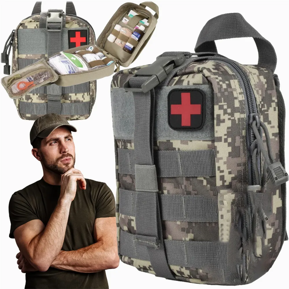 APTECZKA TORBA WOJSKOWA TURYSTYCZNA TAKTYCZNA SURVIVALOWA + WYPOSAŻENIE 