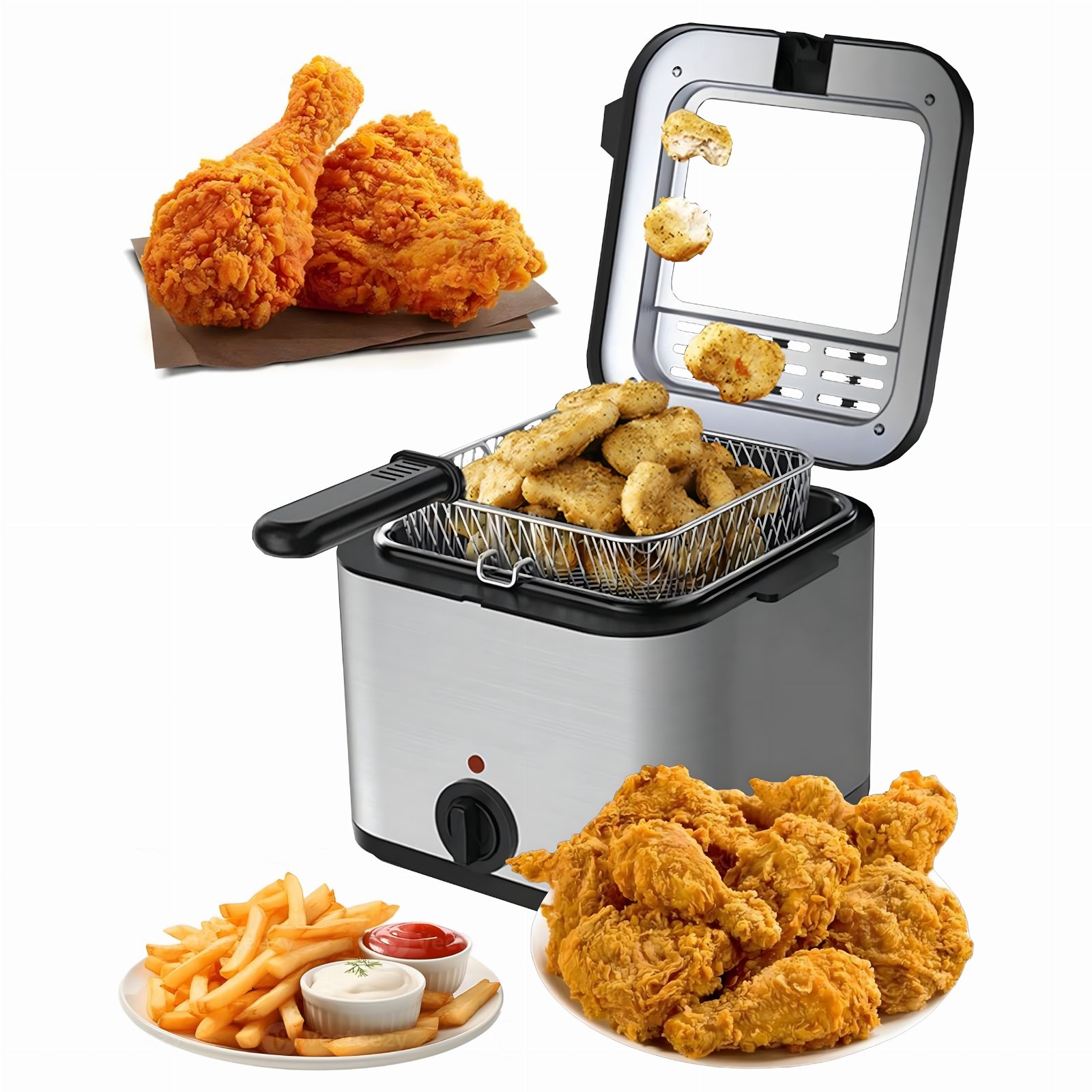Frytkownica Tradycyjna Deep fryer Olejowa 2,5L do Frytek Ryb Mocna 1000W