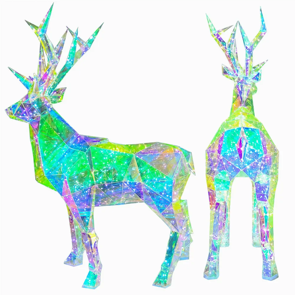 Renifer LED holograficzny 3d świąteczny geometryczny ogrodowy ozdoba 90cm