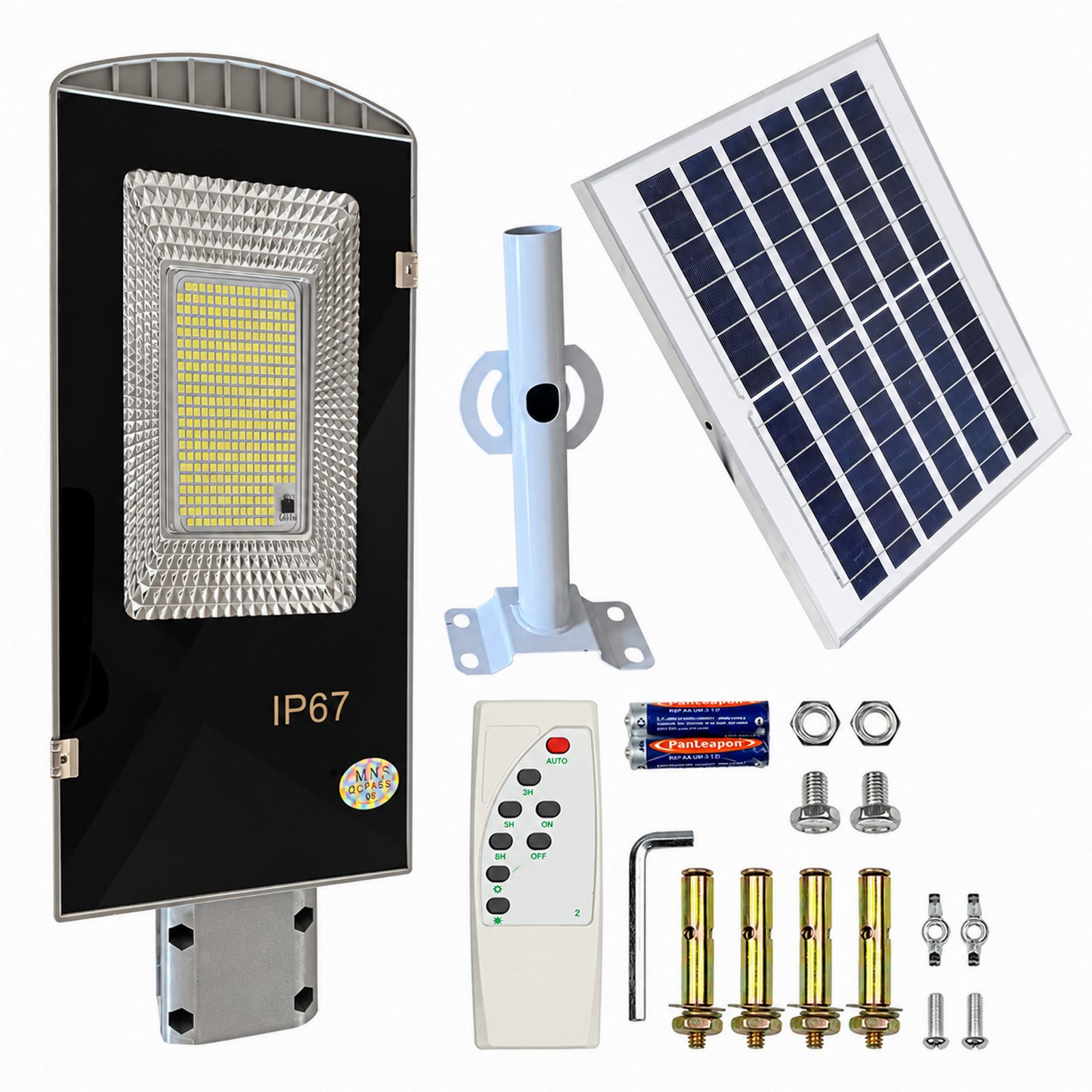 Latarnia Ogrodowa Lampa Solarna na Słup Mocna 200W Panel Uliczna 247 Led