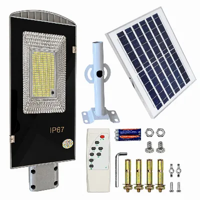 Latarnia Ogrodowa Lampa Solarna na Słup Mocna 200W Panel Uliczna 247 Led