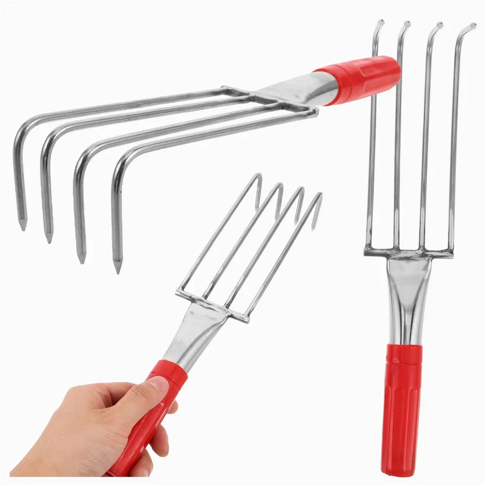 Grabki Ogrodowe Ogrodnicze Metalowe Pazurki do Grabienia Spulchniania 4 Zębne 32 cm