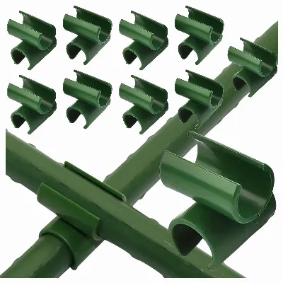 Łącznik Kątowy Krzyżowy do Mocowania Tyczek Ogrodowych 11 mm Zielony 10 szt