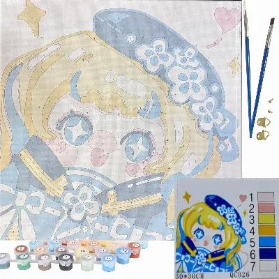 MALOWANIE PO NUMERACH OBRAZ Z RAMĄ ZESTAW PĘDZLE FARBY 30x30 DLA DZIECI