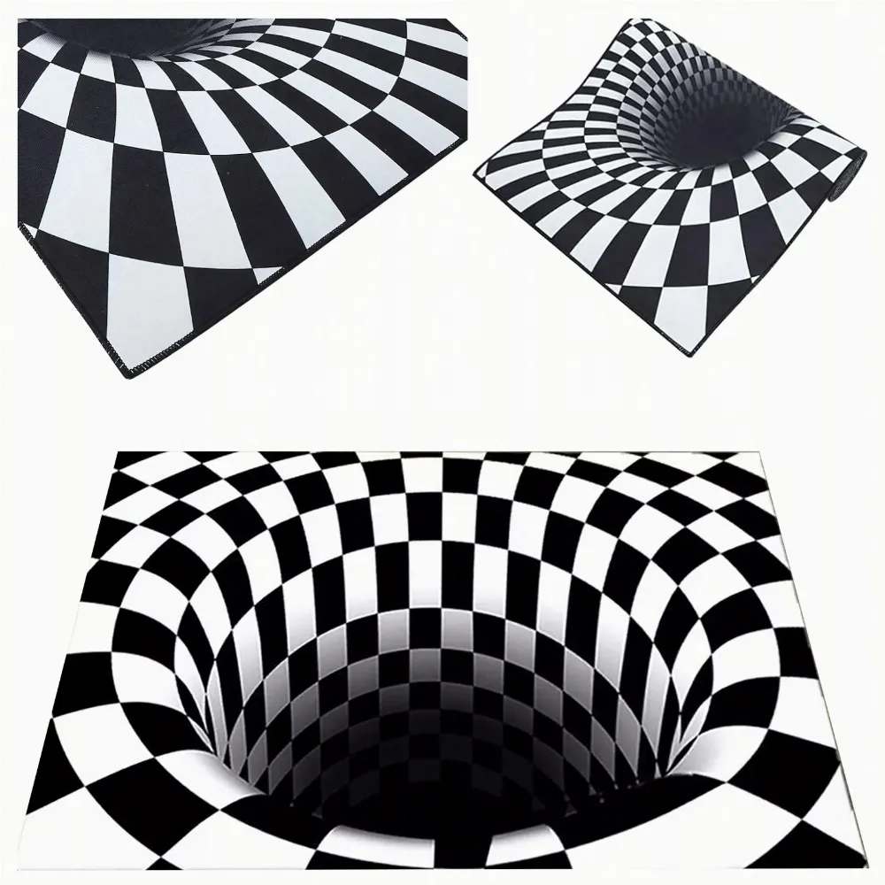 Chodnik Dywanik Mata Wycieraczka z Efektem 3D Iluzja Biała Dziura 60x90 CM