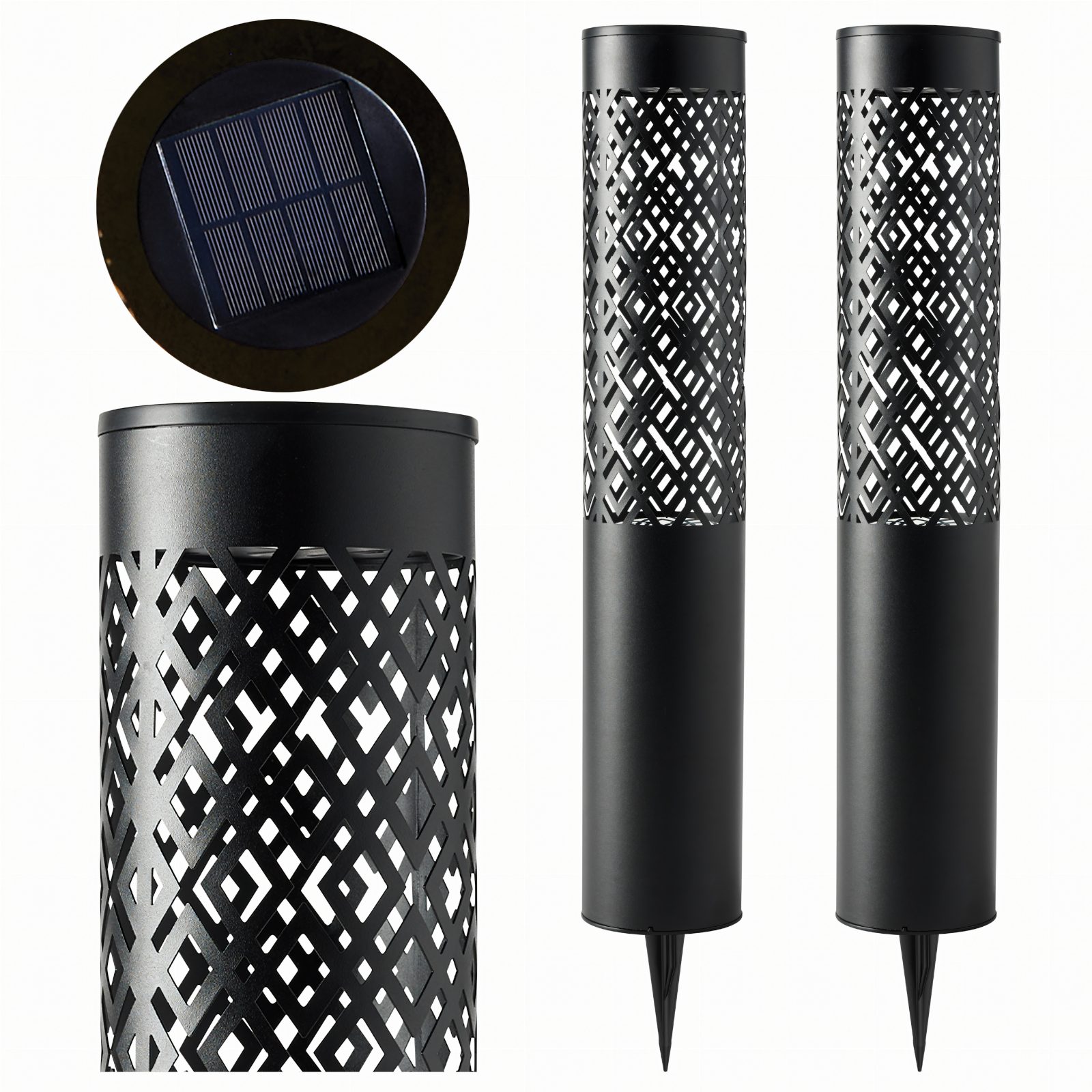 Lampa Ogrodowa Solarna Wbijana Słupek 71cm Dekoracyjna Pochodnia Latarnia 2szt.