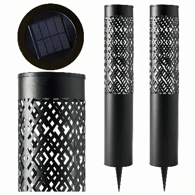 Lampa Ogrodowa Solarna Wbijana Słupek 71cm Dekoracyjna Pochodnia Latarnia 2szt.