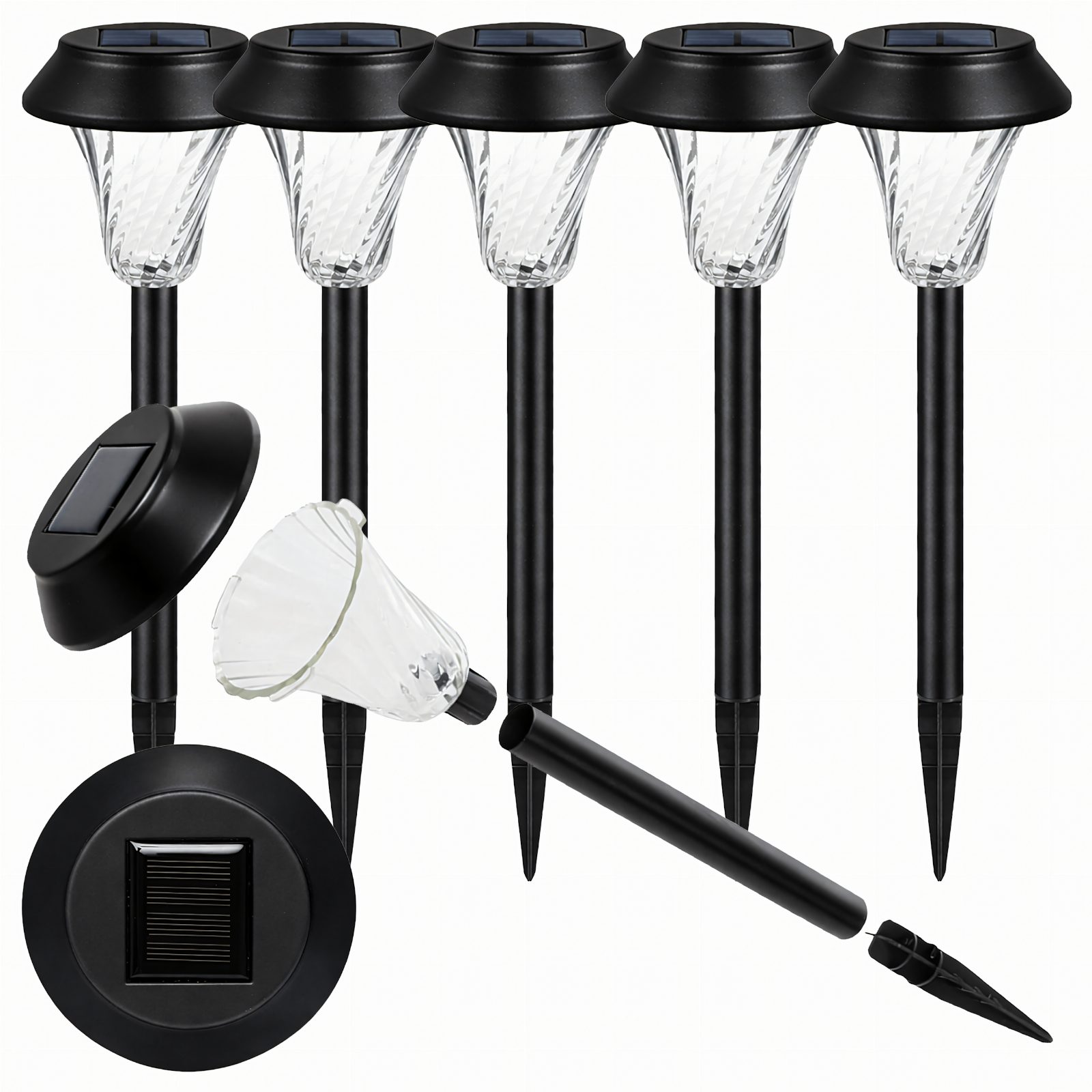 Zestaw Lamp Lampy Ogrodowe Solarne Wbijane Wodoodporne 41cm Zewnętrzne 6szt.