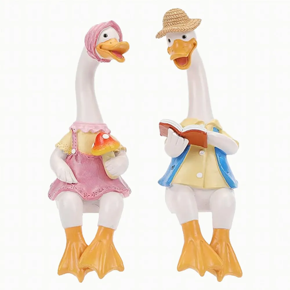Figurka Figurki Ogrodowe Ozdobne Dekoracja Ogrodowa Para Kaczek 2 szt 