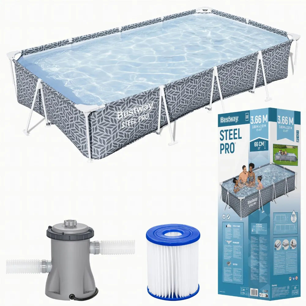 Bestway 561FV  Steel Pro Basen Stelażowy Prostokątny Ogrodowy 366x201x66 cm