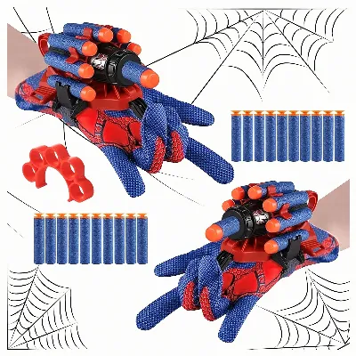 Spiderman Rękawica Wyrzutnia Sieć Strzelająca Rękawiczka + 20 Strzałek
