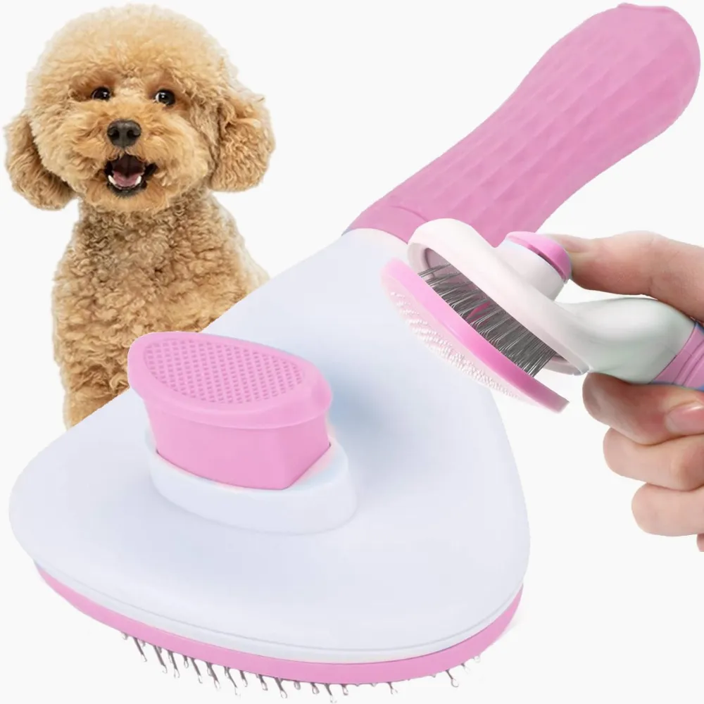 SZCZOTKA DO SIERŚCI DLA PSA KOTA SAMOCZYSZCZĄCA ERGONOMICZNA GRZEBIEŃ 