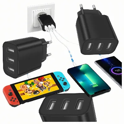 Mocna Kostka Ładowarka Sieciowa 3 x Usb Uniwerslana USB 3 Porty 5V 3.4A 