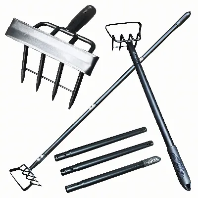 Motyka z Metalowym Trzonkiem Grabie Ogrodowe 3 Sekcyjna z Pazurkami 120cm