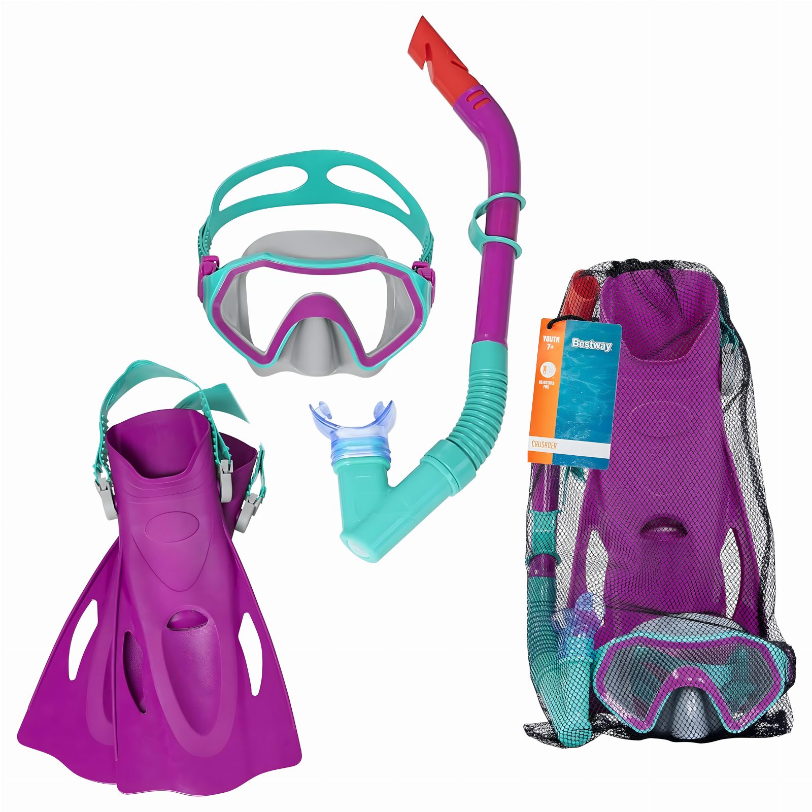  Bestway 25046 Zestaw do Nurkowania Pływania Maska Płetwy Rurka Snorkelingu