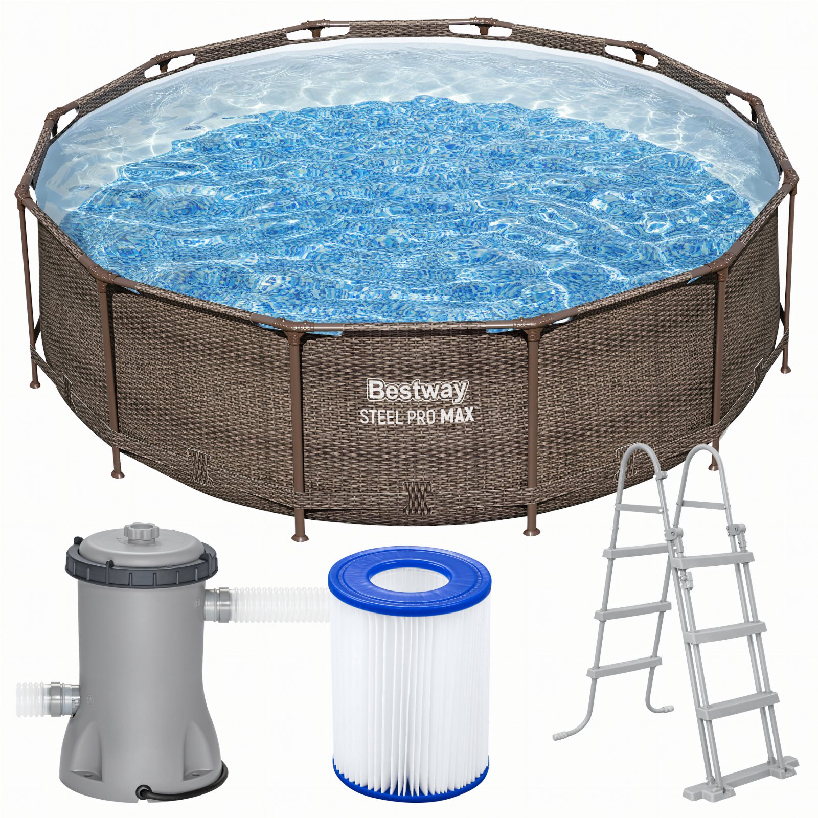 Bestway 56709 Basen Ogrodowy Stelażowy Stelaż Okrągly Steel Pro 366x100 cm 