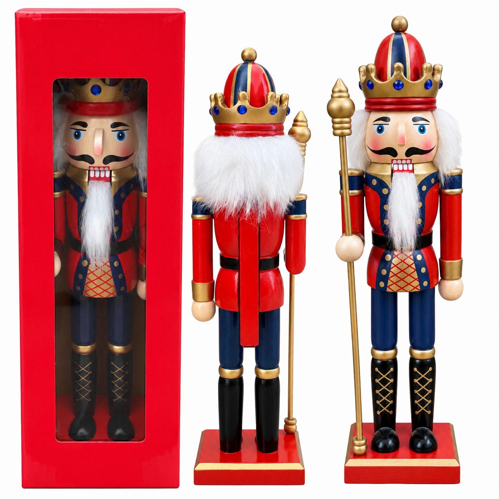 Drewniany Dziadek do Orzechów Figurka Ozdobna Świąteczna 30 cm Premium