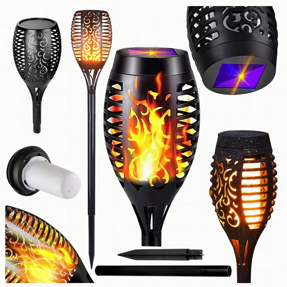 Lampa Solarna Ogrodowa Pochodnia Ogień Efekt Płomienia Wbijana  ozdobna 4szt.