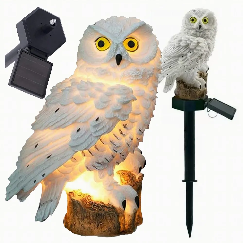 Lampa Solarna Ogrodowa Led Sowa Wbijana Duża Lampka Dekoracja do Ogrodu