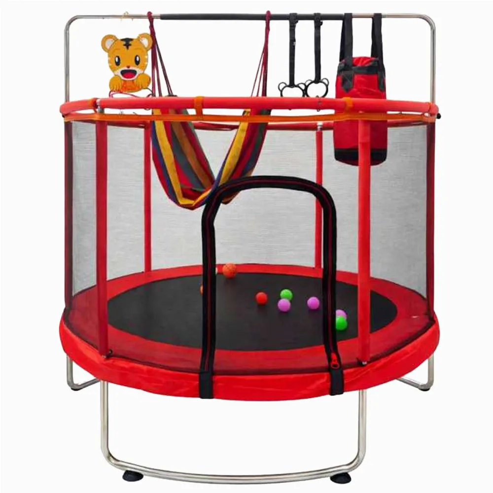 Trampolina Ogrodowa dla Dzieci Duża Domowa Kosz Hamak Worek Piłki 140cm 