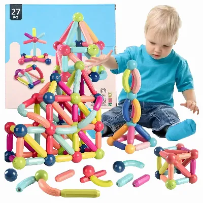 Klocki Magnetyczne Edukacyjne Kreatywne Magnetic Sticks 27 Elementów  