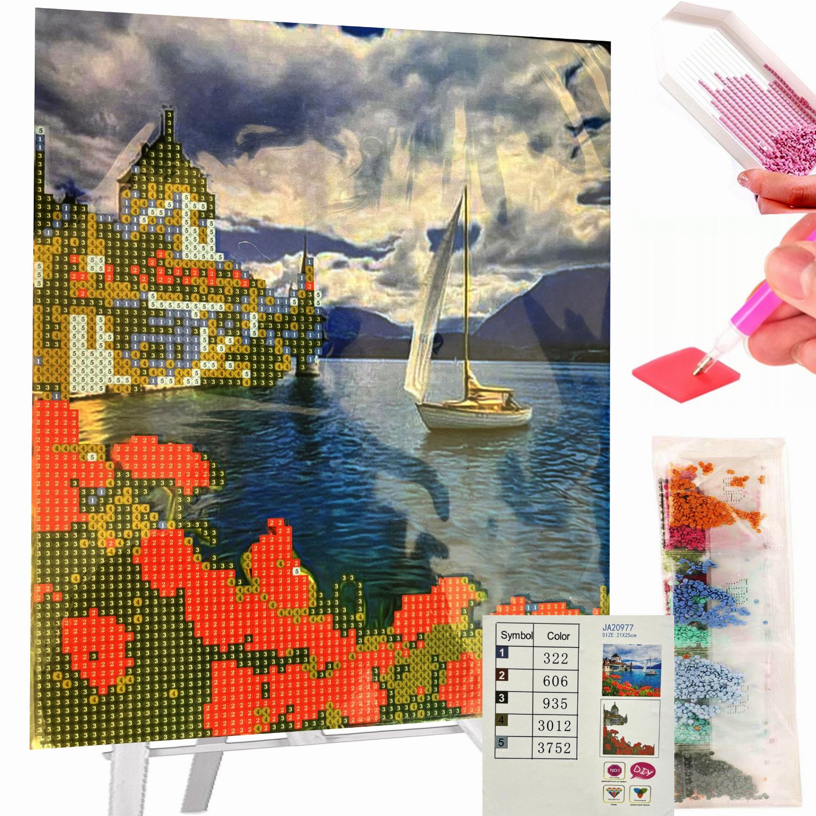 DIAMOND PAINTING HAFT DIAMENTOWY MOZAIKA ZESTAW SZTALUGA 21x25cm DLA DZIECI