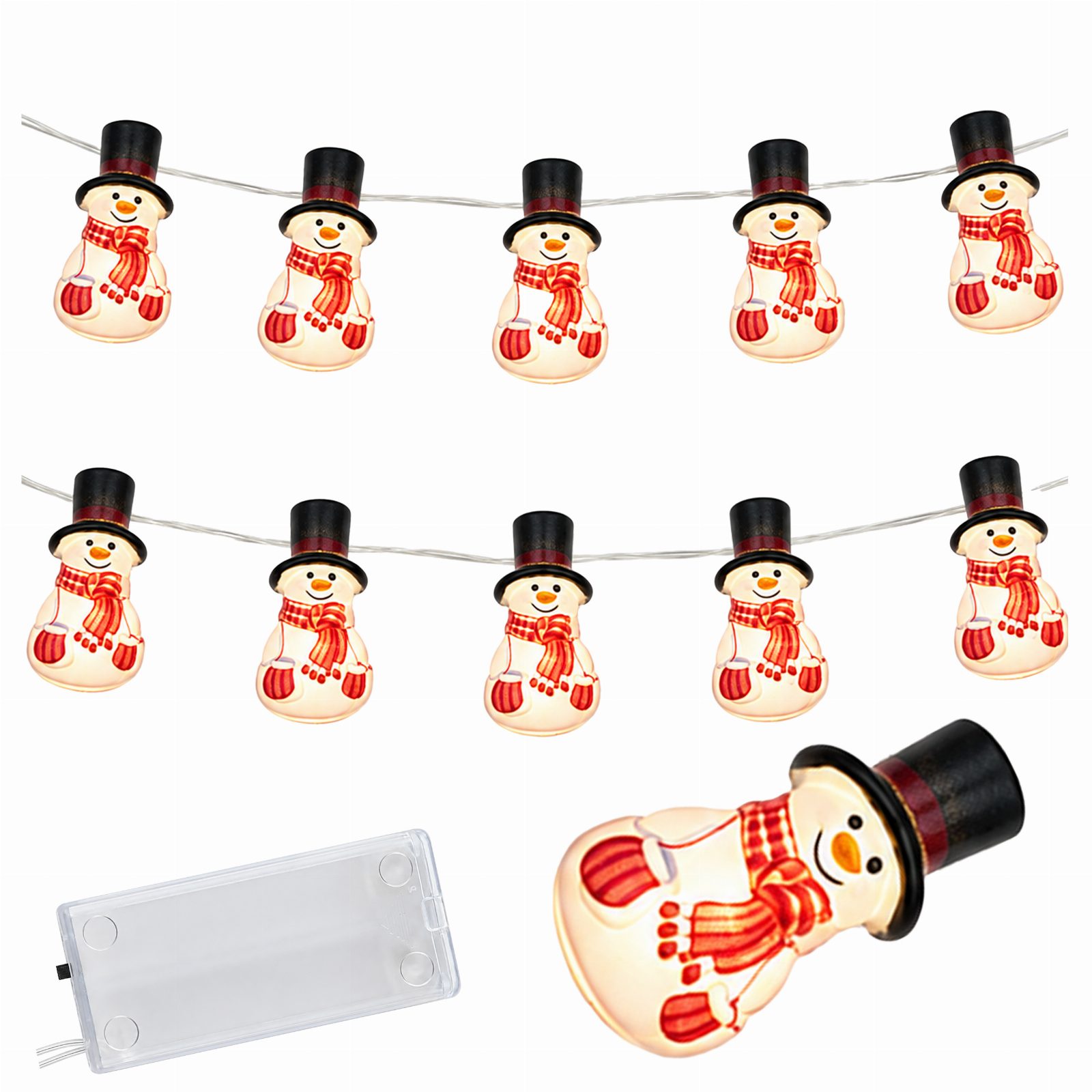 Girlanda Lampki Świąteczne Bałwany Bałwanki Led 10szt Ozdoba 110cm