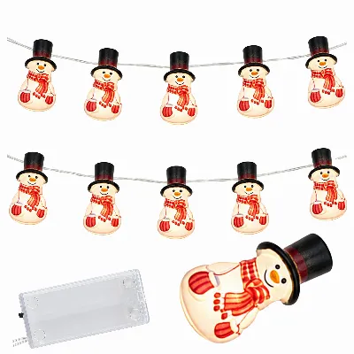 Girlanda Lampki Świąteczne Bałwany Bałwanki Led 10szt Ozdoba 110cm
