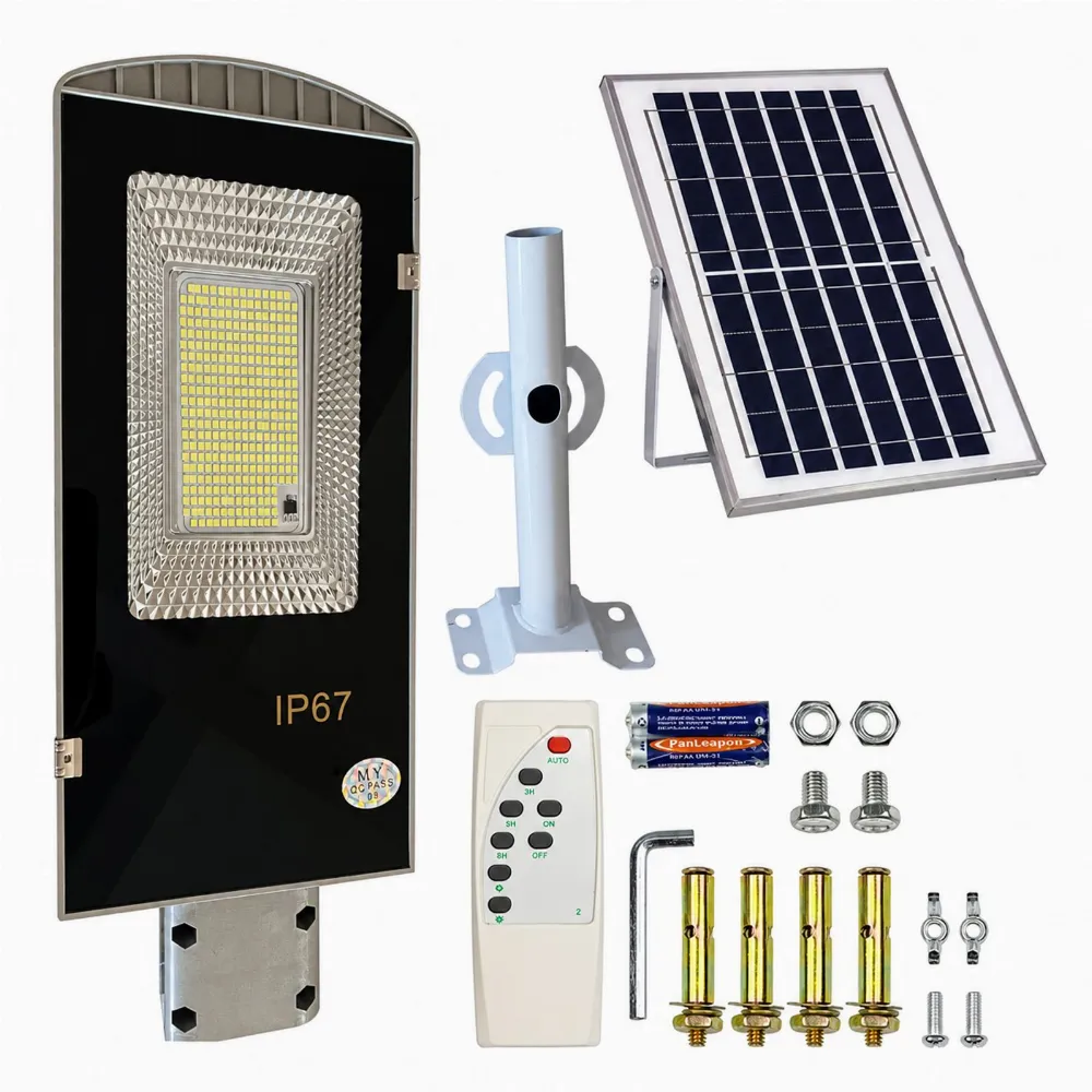 Latarnia Ogrodowa Lampa Solarna na Słup Mocna 300W Panel Uliczna 299 Led