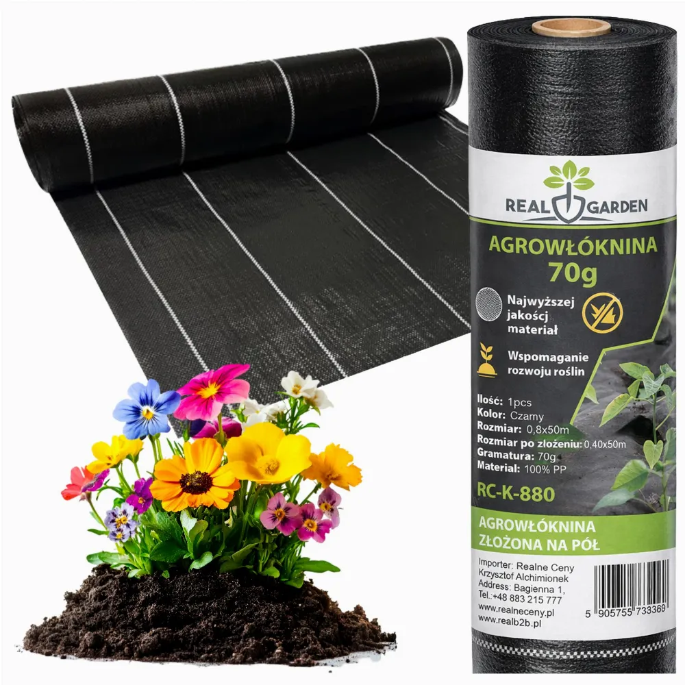 Agrowłóknina 70g 0,8m x 50m Czarna UV Agrotkanina Mata Antychwastowa