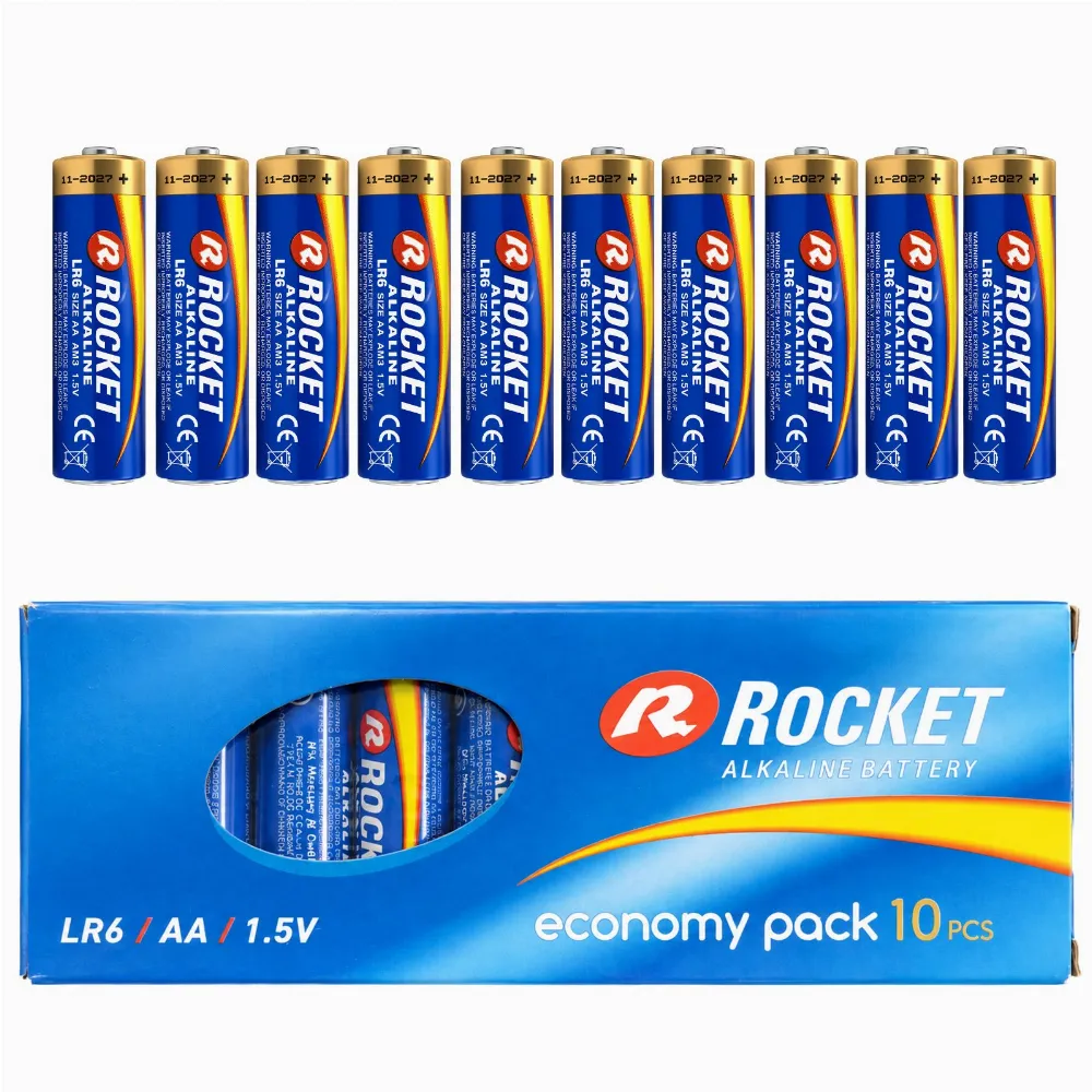 Baterie 10 Szt Alkaliczne Rocket LR06 AA 1,5V LR6 Bateria Zestaw Paluszki