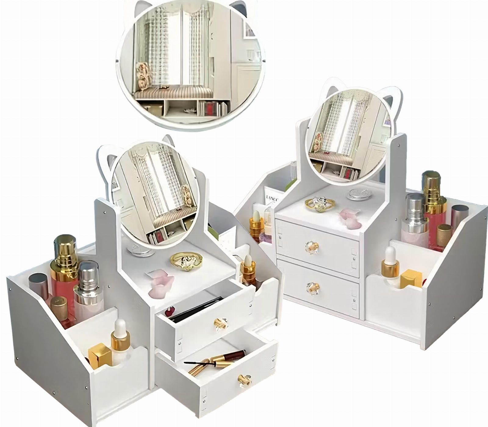 Szkatułka na biżuterię Toaletka z Lusterkiem na Kosmetyki Organizer Glamour