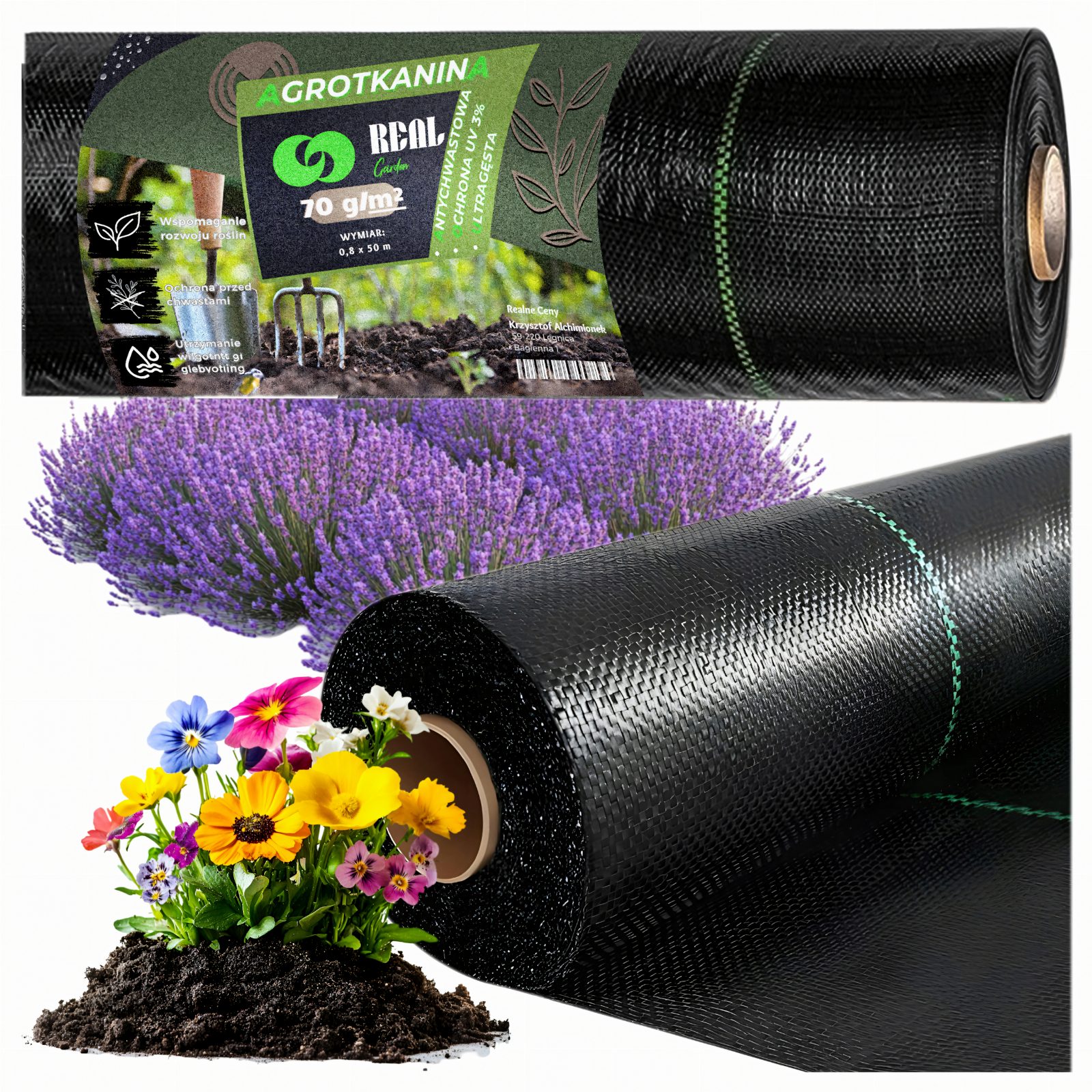 Agrowłóknina 70g 0,8m x 50m Czarna UV Agrotkanina Mata Antychwastowa