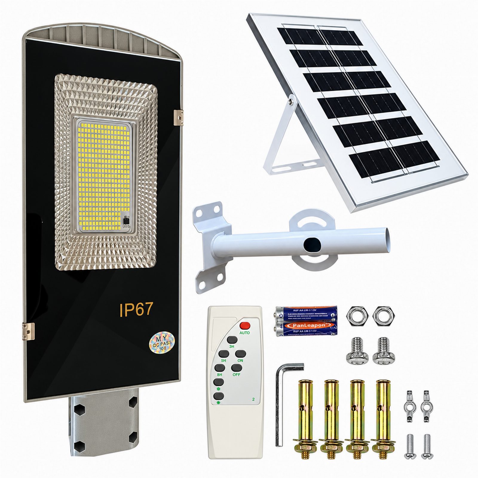 Latarnia Ogrodowa Lampa Solarna na Słup Mocna 50W Panel Uliczna 100 Led