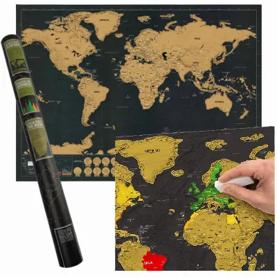 MAPA ŚWIATA ZDRAPKA DUŻA PREZENT DLA PODRÓŻNIKA PLAKAT + TUBA 82,5x59,5 CM