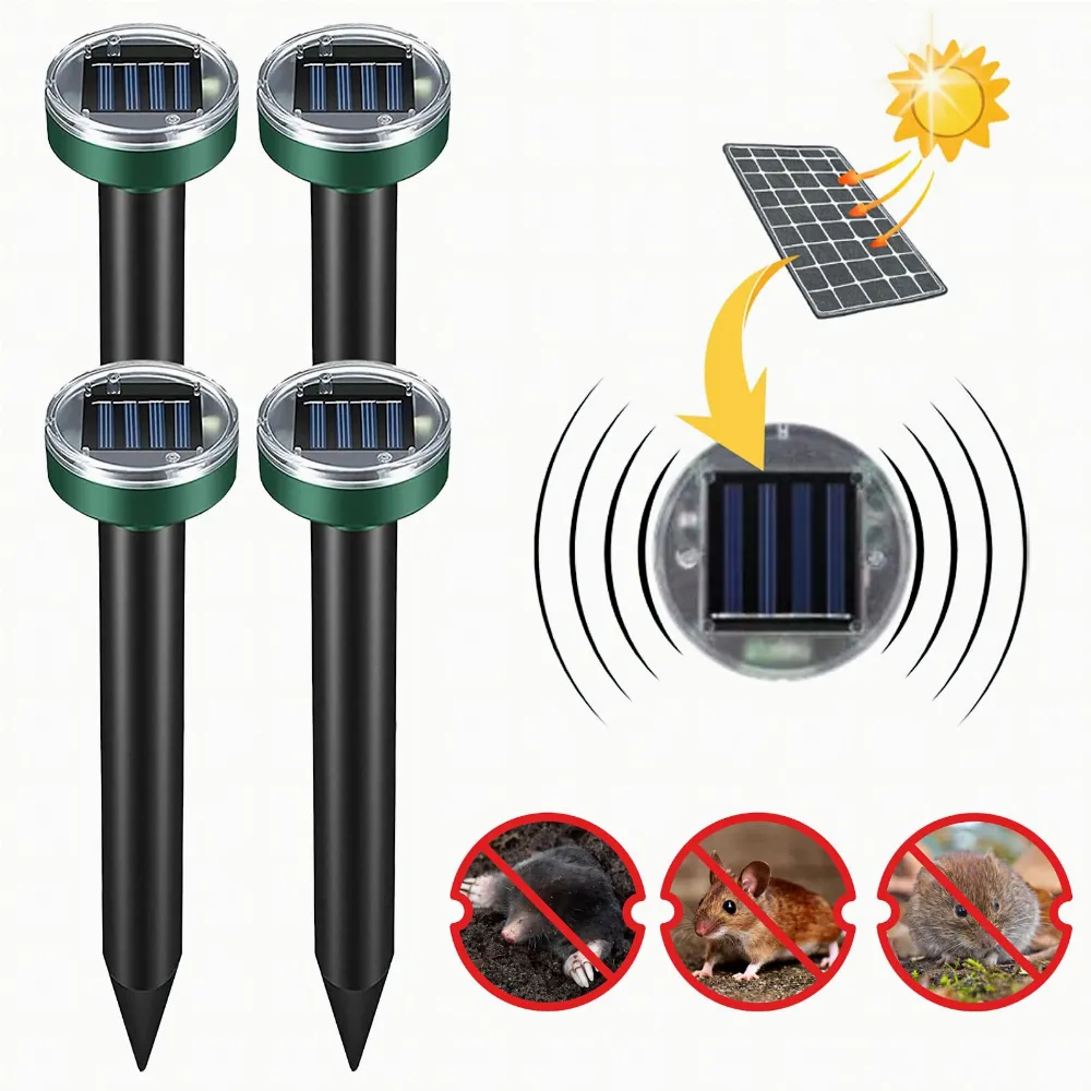 Odstraszacz Solarny na Krety Przeciwko Kretom Ultradźwiękowy Mocny Silny zestaw 4szt.