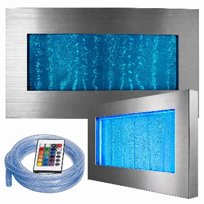 Wisząca Ściana Ścianka Wodna Bąbelkowa Fontanna LED RGB Kolory 95x55x11,5cm