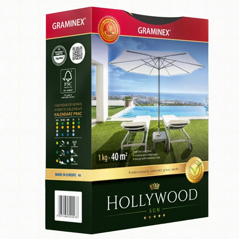 Premium Trawa Nasiona Mieszanka HOLLYWOOD 1kg do Słonecznych Miejsc Suchych