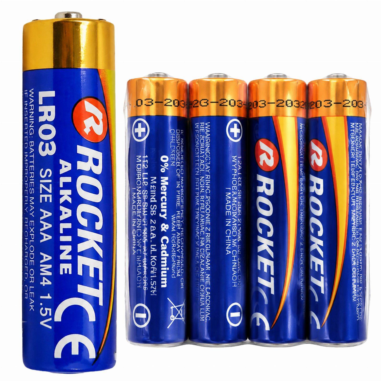 Baterie 4 Szt Alkaliczne Rocket LR03 AAA 1,5V LR3 Bateria Zestaw Paluszki 
