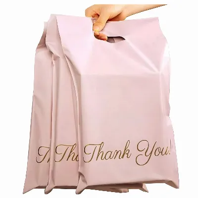 Foliopaki Kurierskie z Rączką Różowe Thank You 310x420+70cm 50 Szt Foliopak