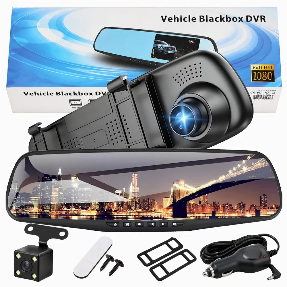 Wideorejestrator Kamera Samochodowa Lusterko Rejestrator Przód Tył Full HD
