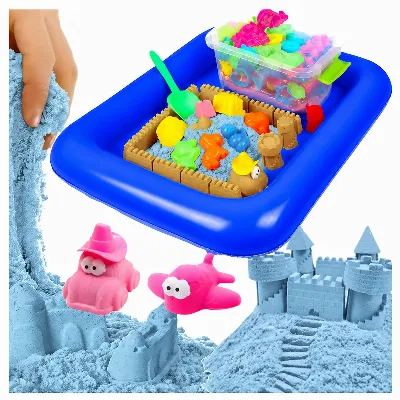 Piasek Kinetyczny 2,5kg Zestaw Foremki Zabawki Basen Piaskownica 45 Ele 