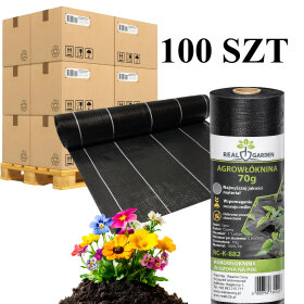 100X Agrowłóknina 70g 1,6m x 50m Czarna UV Agrotkanina Mata Antychwastowa