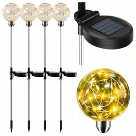 Lampy Lampki Solarne Ogrodowe Wbijane Lampa Led Kula Wodoodporne 4 szt 