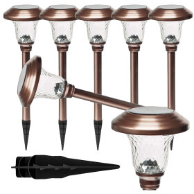 Zestaw Lamp Lampy Ogrodowe Solarne Wbijane Wodoodporne 42cm Zewnętrzne 6szt.